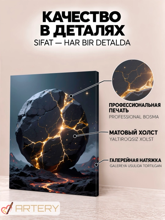 Картина на стену ARTERY, интерьерный постер и панно "Золотые миры"