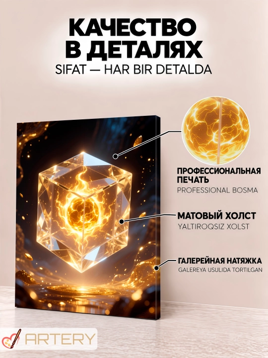 Картина на стену ARTERY, интерьерный постер и панно "Золотые миры"