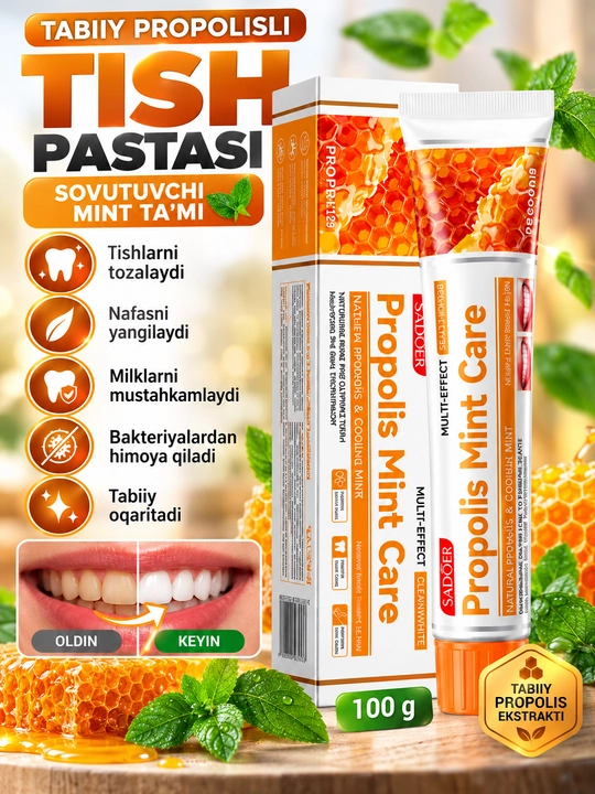 Tish pasta propolis va yalpiz ekstraktlari bilan, Sadoer tish pastasi, 100 gr - 