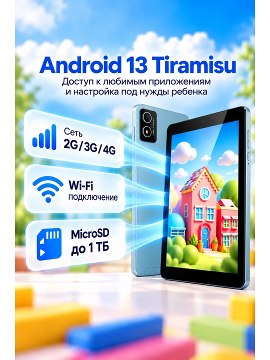 Планшет для детей Novey Kids Tab K15 8", 4/64 ГБ, Wi-Fi, Android 13