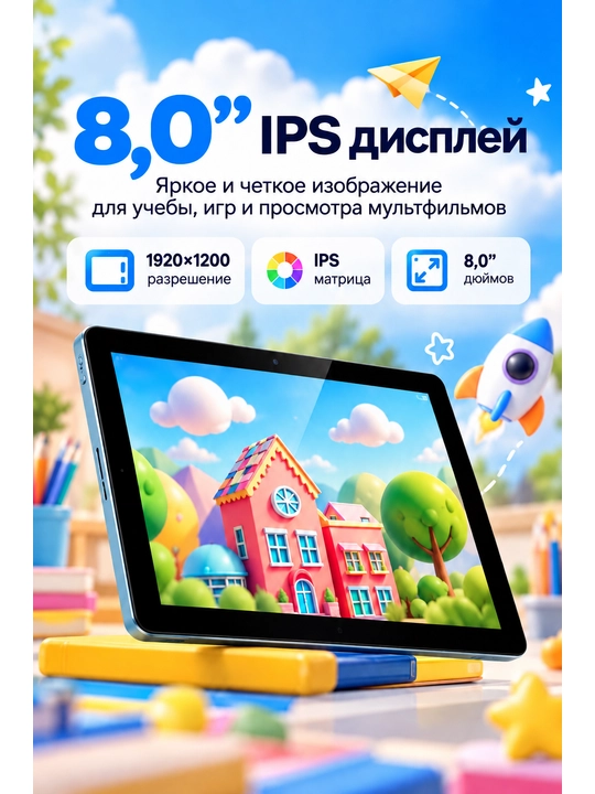 Планшет для детей Novey Kids Tab K15 8", 4/64 ГБ, Wi-Fi, Android 13