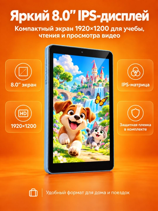 Планшет для детей Novey Kids Tab K15 8", 4/64 ГБ, Wi-Fi, Android 13