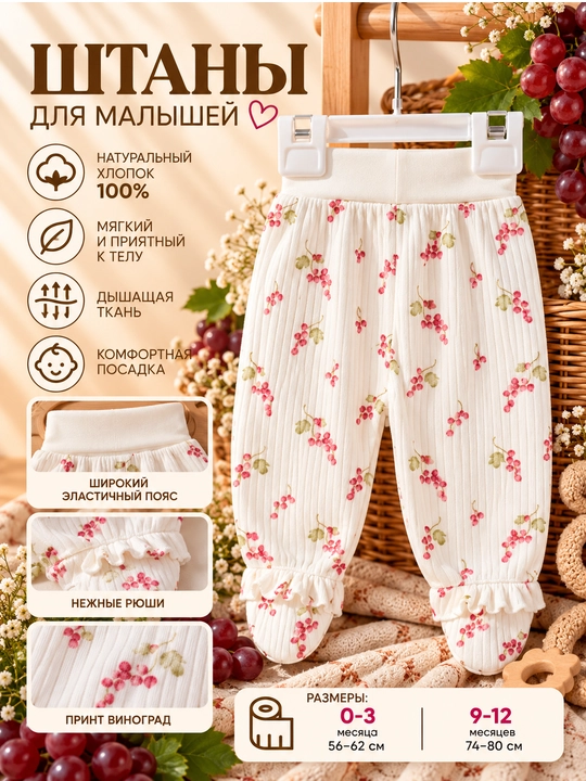 Tiffany Baby bolalar sirpang‘ichlari, uzum naqshli va burmali - 