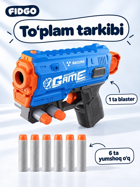 Игрушечный бластер FIDGO с барабанным магазином