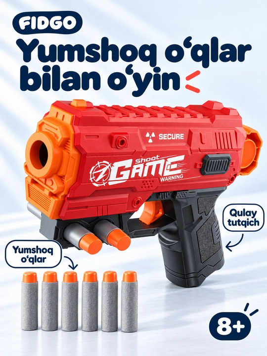 Игрушечный бластер FIDGO с барабанным магазином