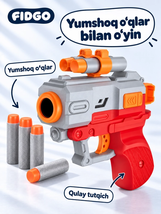 Игрушечный бластер FIDGO с барабанным магазином