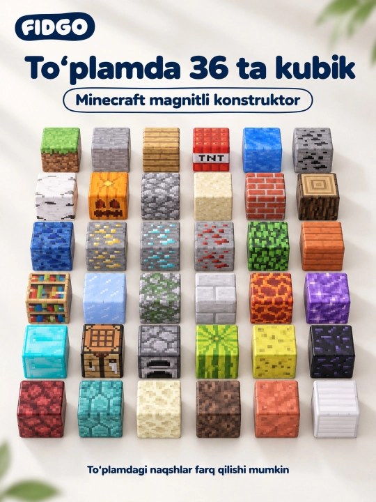 Magnitli konstruktor va kubik-pazl FIDGO, 25–200 ta detal