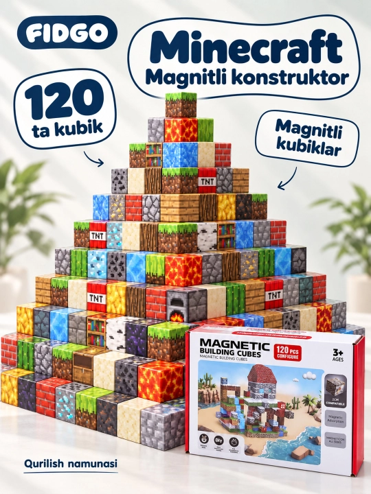 Магнитный конструктор FIDGO, 25-200 деталей - 