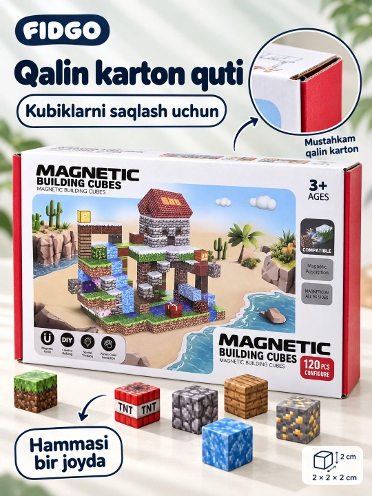 Magnitli konstruktor va kubik-pazl FIDGO, 25–200 ta detal