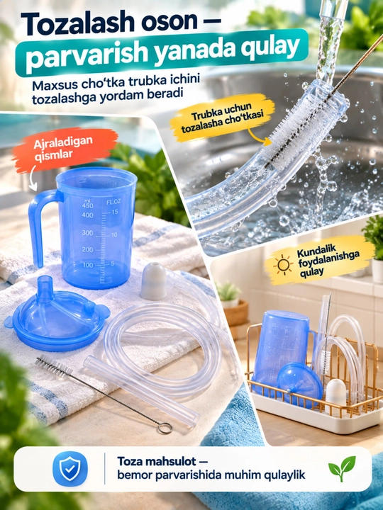 Bemorlar va qariyalar uchun ichimlik stakanlari  Parvarish va reabilitatsiya uchun
