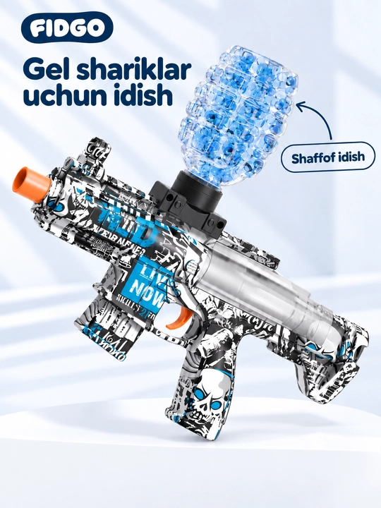 O'yinchoq avtomat AK-47 Orbiz otadigan FIDGO, akkumulyator va himoya ko'zoynagi bilan