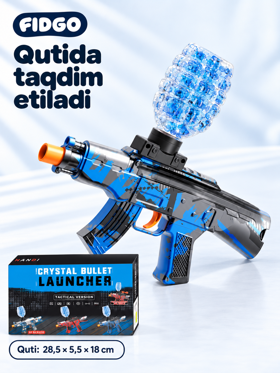 Игрушечный автомат AK-47 Орбиз FIDGO, стреляет гелевыми пулями, с аккумулятором