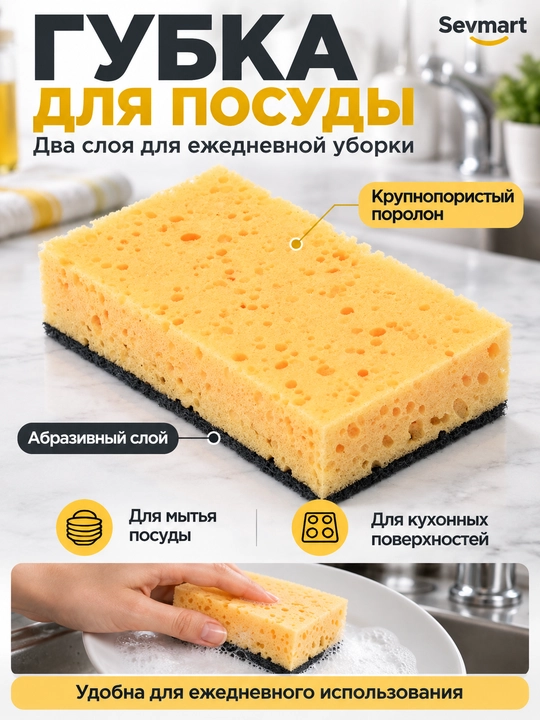 Губки для посуды, губка, для дома, Губки для мытья посуды, для кухни, niso 5+1