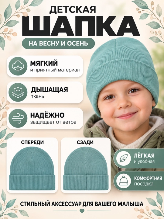 Shapka o‘g‘il va qiz bolalar uchun, bir qavatli yumshoq to`qimali shapka - 