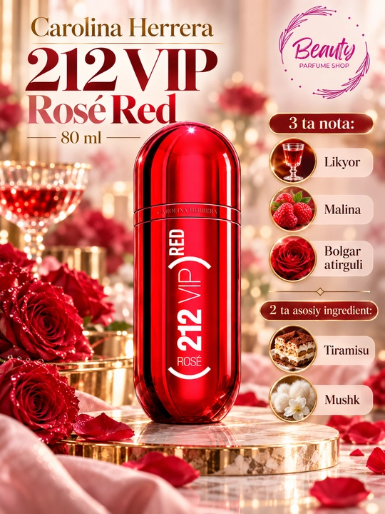 Carolina Herrera 212 VIP Rosé Red, 212 VIP Rosé Elixir  80 мл