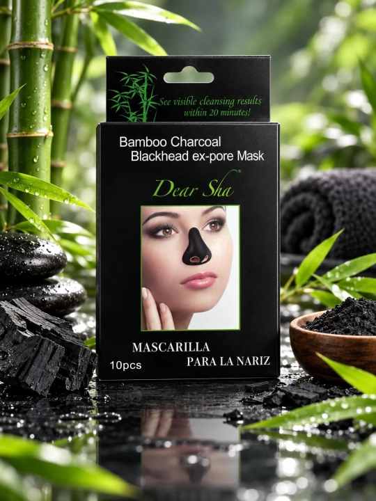 Маска-пластырь для носа от чёрных точек Bamboo Charcoal, 10 шт - 
