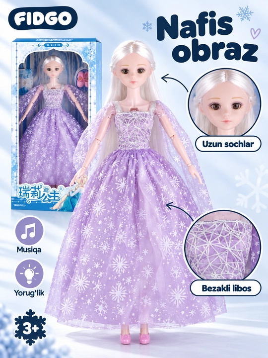 Qizlar uchun musiqiy qo‘g‘irchoq FIDGO, 65 sm - 