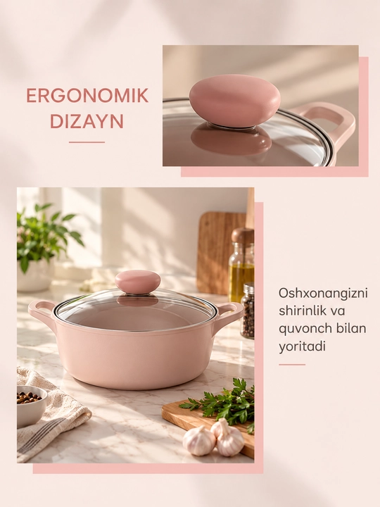 Neoflam SHERBET qozon 2-2,8 l, shisha qopqoqli, keramik qoplama, induksion, qozon