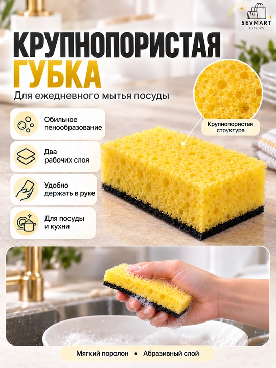 Губки для мытья посуды, для кухни, губка, Губки для посуды «Абрикос» 5 шт