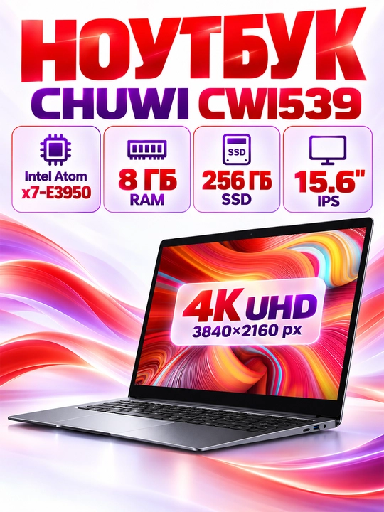 Ноутбук CHUWI 15.6″ 4K IPS, Intel 8/256ГБ SSD, металлический корпус - 