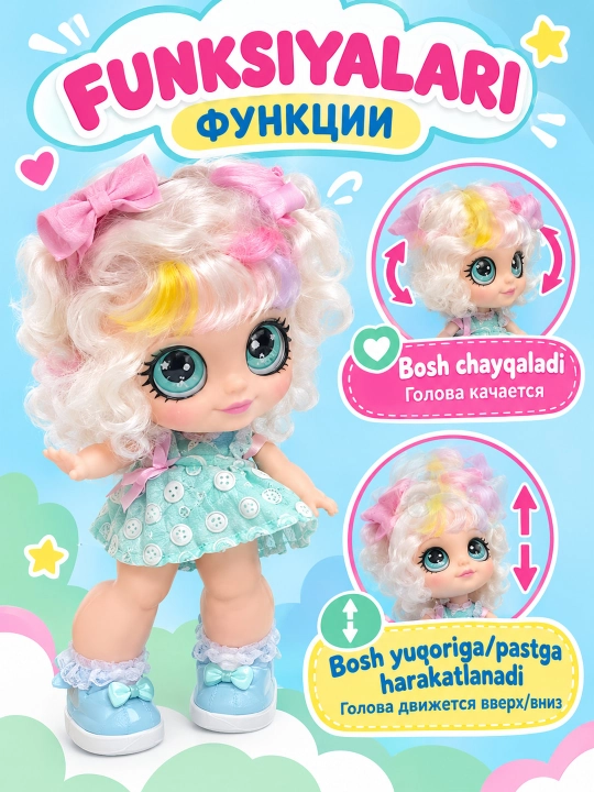 Chaqaloq qoʻgʻirchoq Kaibibi Baby qizlar uchun nabor soch aksessuarlari bilan, 3+