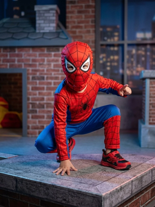 Spidermen super qahramon kostyumi niqobli bayram kiyim  matosi sintetika i