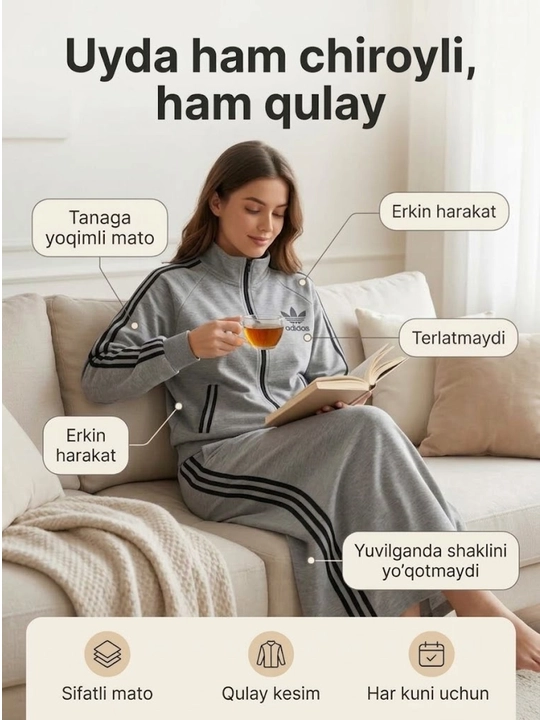 Ayollar uchun uzun yubkali sport kiyimi to'plami qulay va zamonaviy kostyum o'lchami 48-52