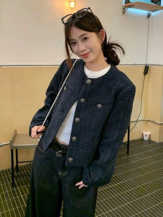 Ayollar uchun zamonaviy tvid jaket, pidjak