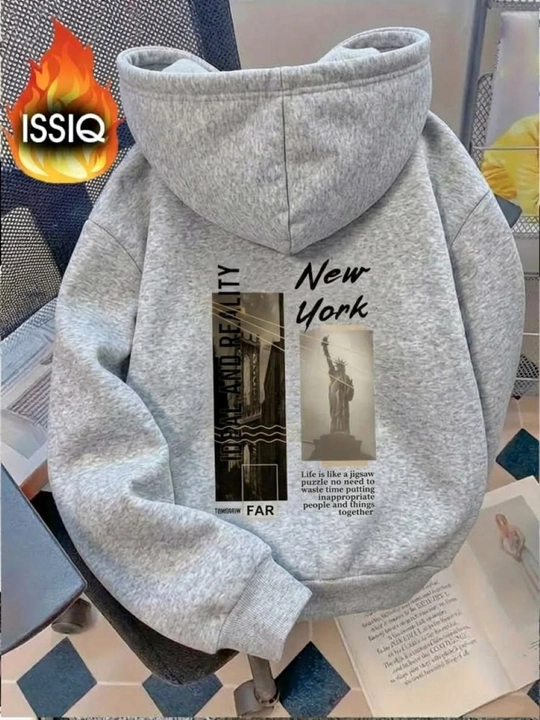 Erkaklar va ayollar uchun oversize xudi "New York" (3 ip, issiq kapushonli) - 
