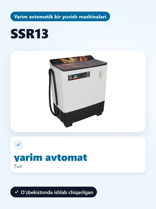 Yarim avtomatik kir yuvish mashinasi PRMWM07-SSR13