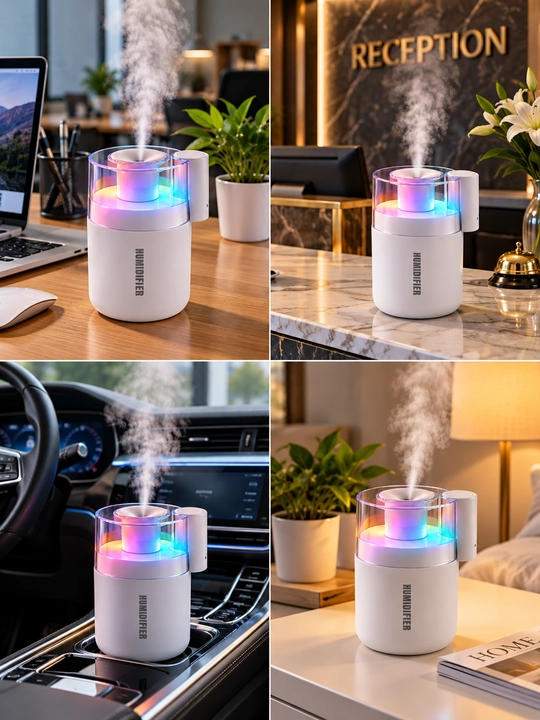 Мини увлажнитель с RGB подсветкой тихий и компактный для дома, офиса и автомобиля