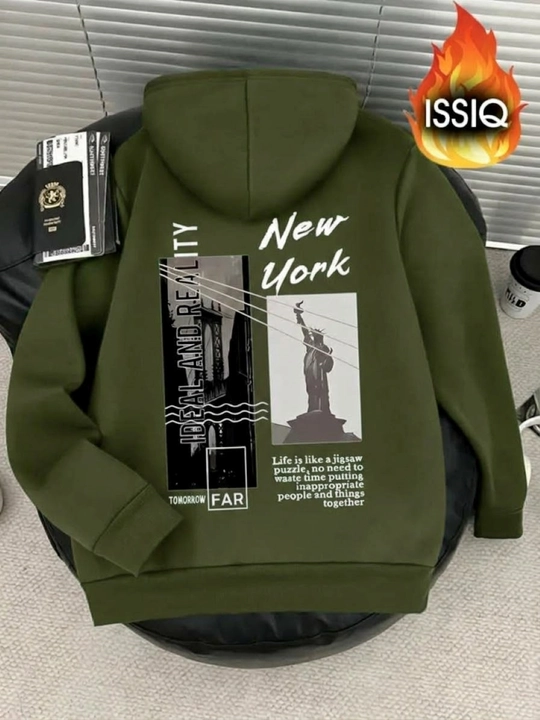 Erkaklar va ayollar uchun oversize xudi "New York" (3 ip, issiq kapushonli)