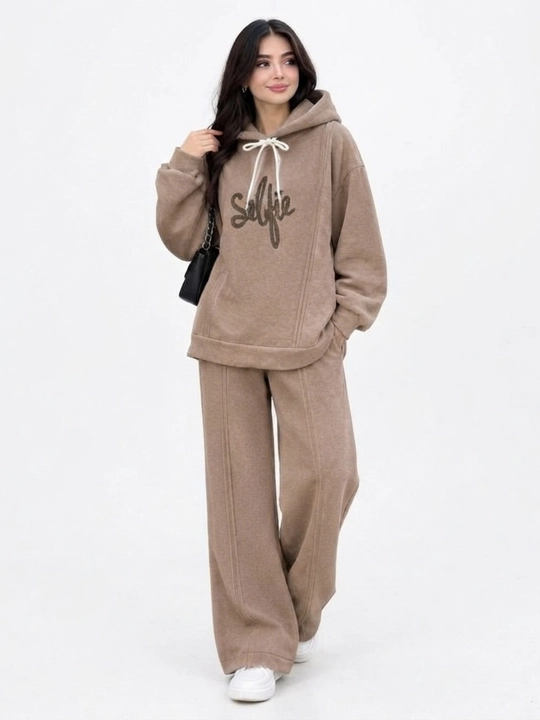 Qalin nachosli ayollar sport kiyimi ayollar divoykasi  issiq kapushonli hoodie  keng shim - 