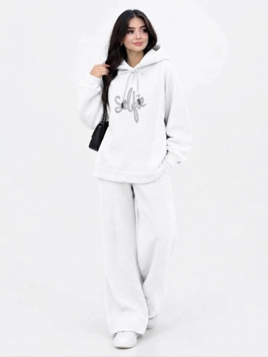Qalin nachosli ayollar sport kiyimi ayollar divoykasi  issiq kapushonli hoodie  keng shim - 