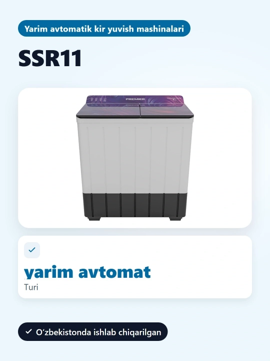 Yarim avtomatik kir yuvish mashinasi PRMWM07-SSR11