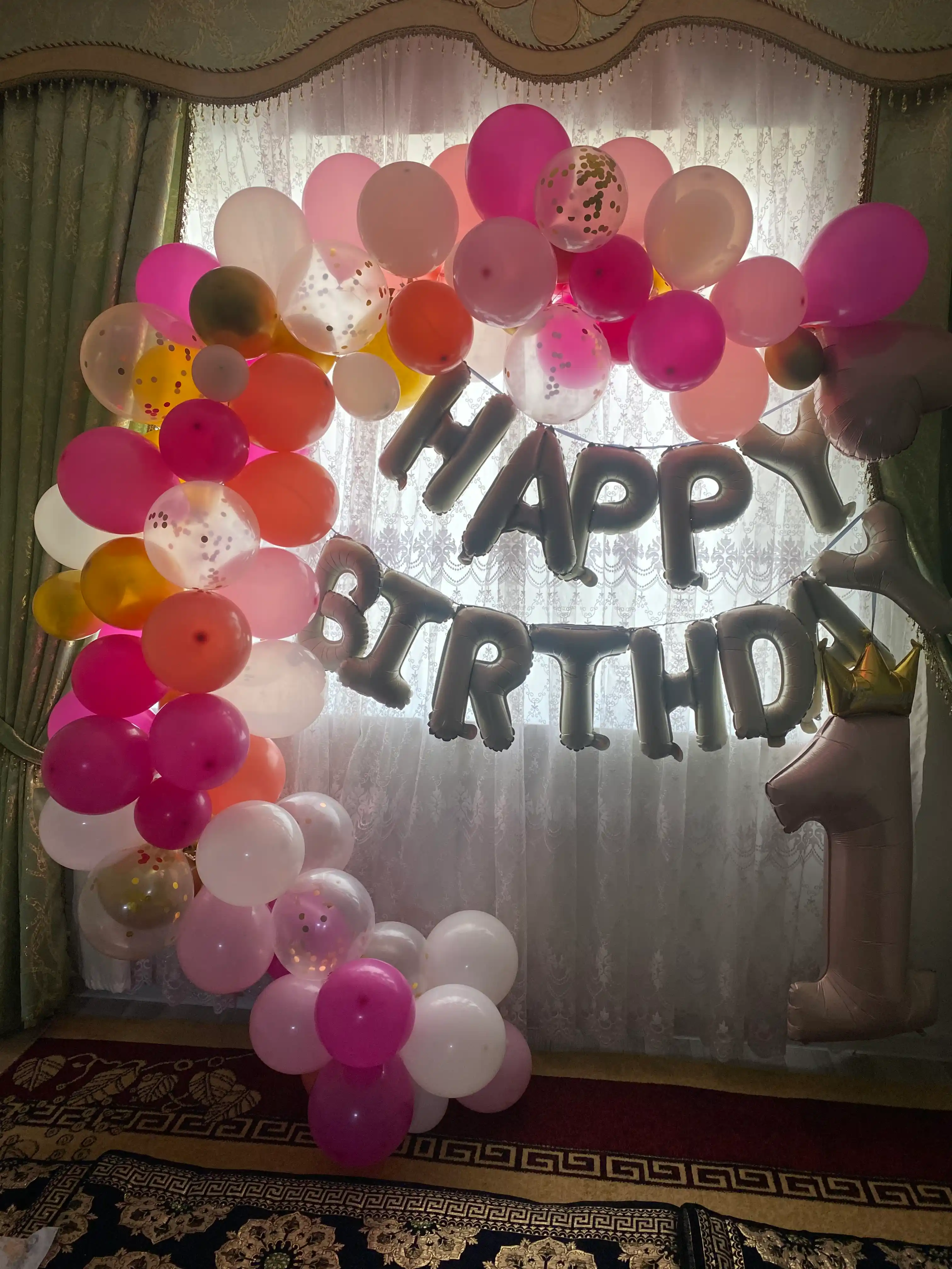 Большой набор воздушных шаров Happy Birthday для фотозоны и дня рождения