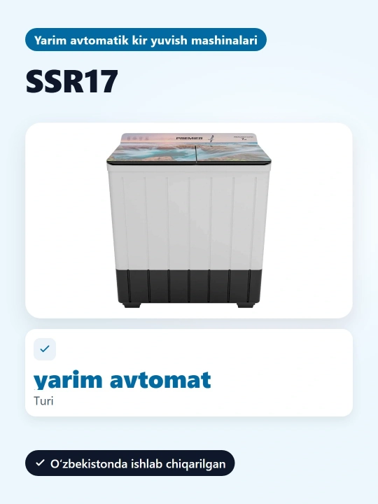 Yarim avtomatik kir yuvish mashinasi PRMWM07-SSR17