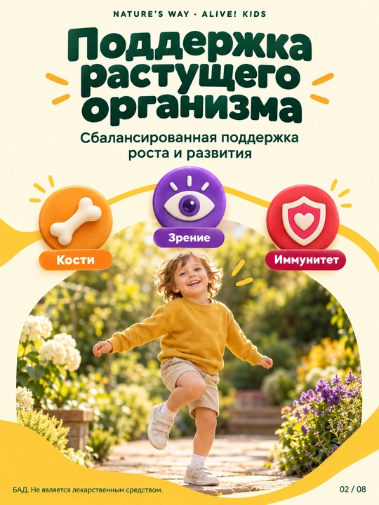 Детский мультивитамин, инозитол, комплекс витаминов группы B и витамин D3, 60 мармеладок