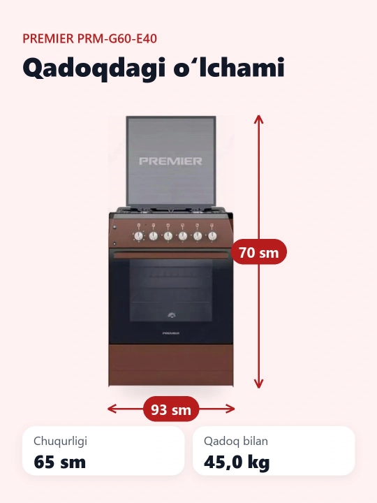 Gaz plitasi Premier PRM-G60-E40