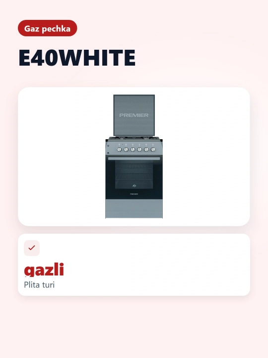 Gaz plitasi PRM-G60-E40White