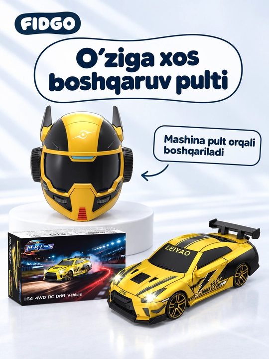 FIDGO pultli drift mashinasi, 4WD, yonuvchi faralar, 1:24 yoki mini 1:64