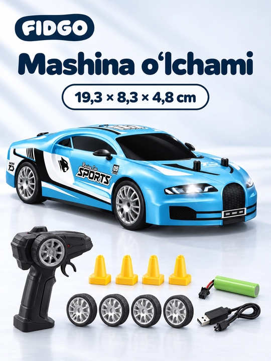 FIDGO pultli drift mashinasi, 4WD, yonuvchi faralar, 1:24 yoki mini 1:64