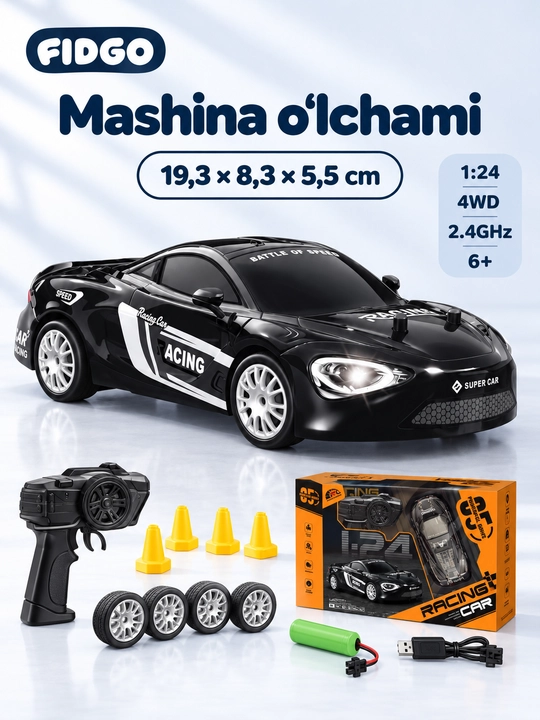 FIDGO pultli drift mashinasi, 4WD, yonuvchi faralar, 1:24 yoki mini 1:64