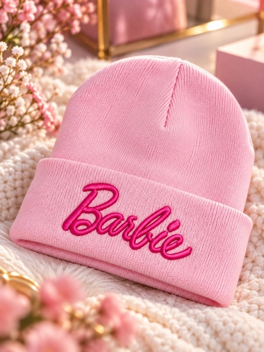 Шапка для девочек Barbie, розовая, от 5 лет, мягкая универсальная модель