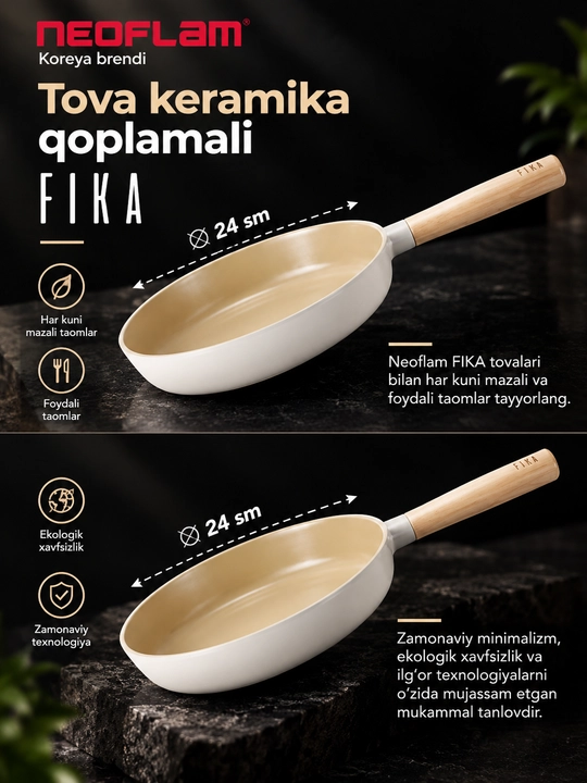 NEOFLAM FIKA Quyma alyuminiy tovalar 24-26 sm, induksion taglik