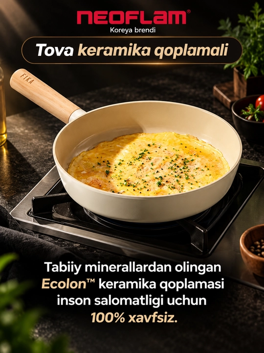 NEOFLAM FIKA Quyma alyuminiy tovalar 24-26 sm, induksion taglik
