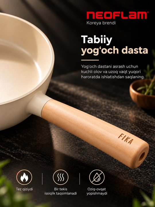 NEOFLAM FIKA Quyma alyuminiy tovalar 24-26 sm, induksion taglik