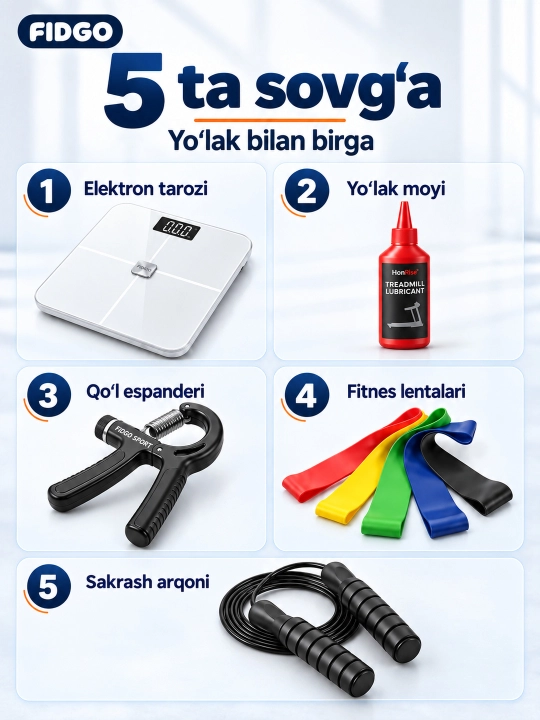 FIDGO uy uchun yugurish yo‘lagi, tezlikni boshqarish funksiyasi bilan
