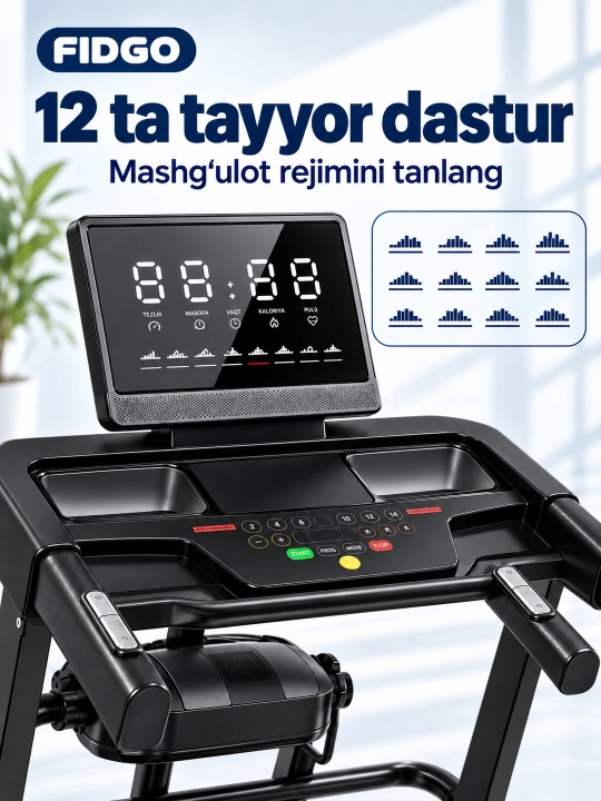 FIDGO uy uchun yugurish yo‘lagi, tezlikni boshqarish funksiyasi bilan