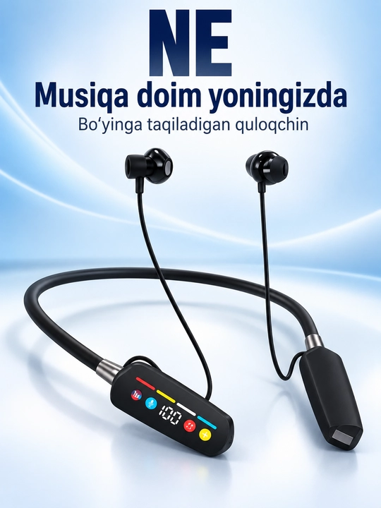 G58 / NE bo‘yinga taqiladigan simsiz quloqchin, raqamli displey bilan